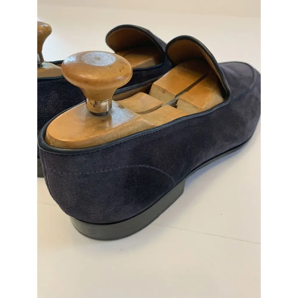 Bruno Parmigiani Suede Loafer Mens US 11 EU 44 Bench Made Italian Slip On Navy